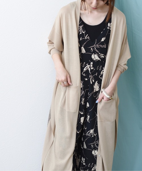 Eimee Law（エイミーロウ）の「バックラメニットロングカーデ（カーディガン/ボレロ・レディース・チャコールグレー/グレー/ベージュ・38）」の3枚目の写真