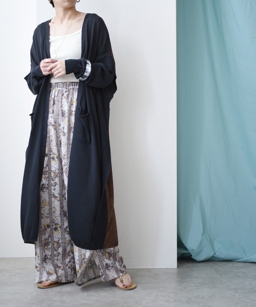 Eimee Law（エイミーロウ）の「バックラメニットロングカーデ（カーディガン/ボレロ・レディース・チャコールグレー/グレー/ベージュ・38）」の17枚目の写真