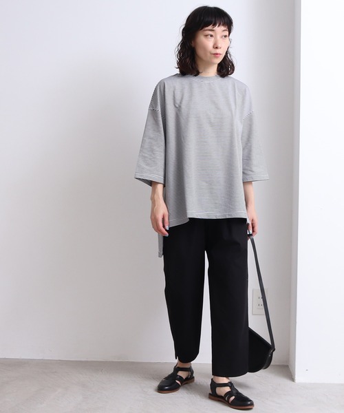 yuni（ユニ　）の「knoko/コットン border wide T-SH（Tシャツ/カットソー・レディース・その他/マルチ・FREE）」の9枚目の写真