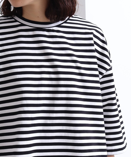 yuni（ユニ　）の「knoko/コットン border wide T-SH（Tシャツ/カットソー・レディース・その他/マルチ・FREE）」の5枚目の写真