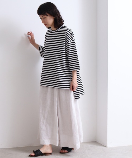 yuni（ユニ　）の「knoko/コットン border wide T-SH（Tシャツ/カットソー・レディース・その他/マルチ・FREE）」の8枚目の写真