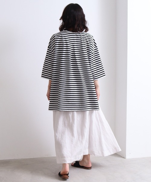 yuni（ユニ　）の「knoko/コットン border wide T-SH（Tシャツ/カットソー・レディース・その他/マルチ・FREE）」の6枚目の写真