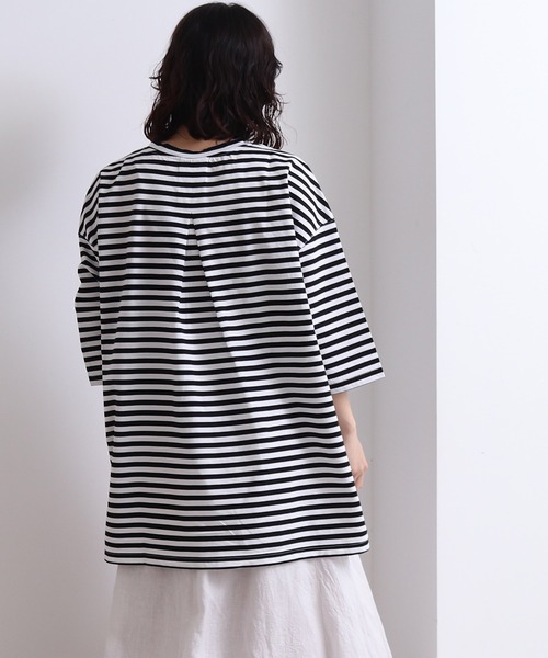 yuni（ユニ　）の「knoko/コットン border wide T-SH（Tシャツ/カットソー・レディース・その他/マルチ・FREE）」の4枚目の写真