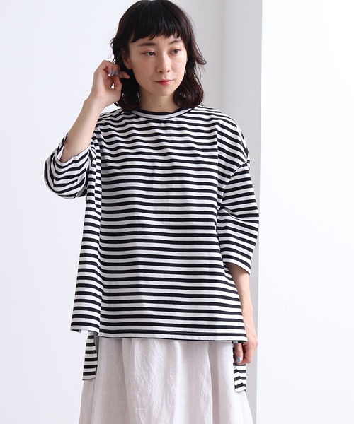 yuni（ユニ　）の「knoko/コットン border wide T-SH（Tシャツ/カットソー・レディース・その他/マルチ・FREE）」の7枚目の写真