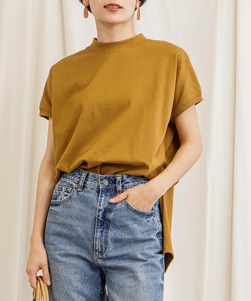 CIENA（シエナ）の「新色追加！大人シルエットUSAコットンサイドスリットTee（Tシャツ/カットソー・レディース・キャメル/ブラック/ベージュ/オフホワイト/パープル/オレンジ/グリーン/グリーン系その他/ブラウン/ブルー/イエロー・MEDIUM/LARGE/X-LARGE）」の10枚目の写真