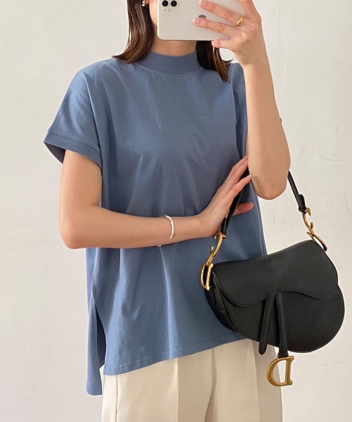 CIENA（シエナ）の「新色追加！大人シルエットUSAコットンサイドスリットTee（Tシャツ/カットソー・レディース・キャメル/ブラック/ベージュ/オフホワイト/パープル/オレンジ/グリーン/グリーン系その他/ブラウン/ブルー/イエロー・MEDIUM/LARGE/X-LARGE）」の7枚目の写真