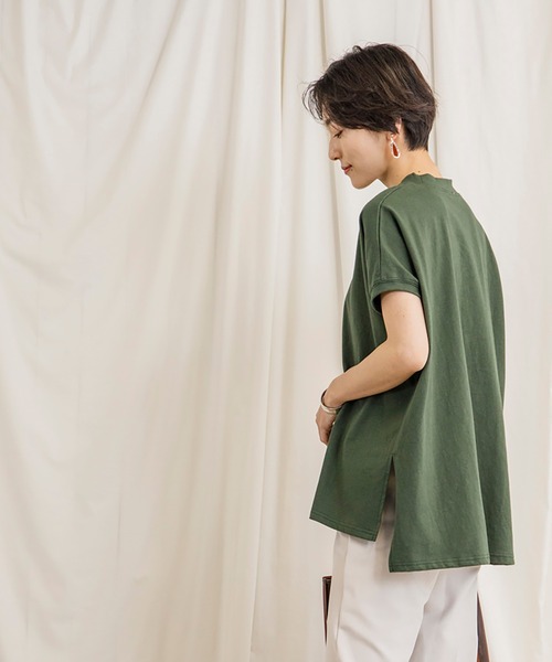 CIENA（シエナ）の「新色追加！大人シルエットUSAコットンサイドスリットTee（Tシャツ/カットソー・レディース・キャメル/ブラック/ベージュ/オフホワイト/パープル/オレンジ/グリーン/グリーン系その他/ブラウン/ブルー/イエロー・MEDIUM/LARGE/X-LARGE）」の12枚目の写真