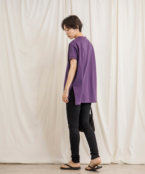 CIENA（シエナ）の「新色追加！大人シルエットUSAコットンサイドスリットTee（Tシャツ/カットソー・レディース・キャメル/ブラック/ベージュ/オフホワイト/パープル/オレンジ/グリーン/グリーン系その他/ブラウン/ブルー/イエロー・MEDIUM/LARGE/X-LARGE）」の14枚目の写真