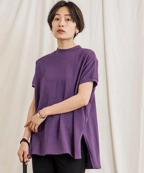 CIENA（シエナ）の「新色追加！大人シルエットUSAコットンサイドスリットTee（Tシャツ/カットソー・レディース・キャメル/ブラック/ベージュ/オフホワイト/パープル/オレンジ/グリーン/グリーン系その他/ブラウン/ブルー/イエロー・MEDIUM/LARGE/X-LARGE）」の15枚目の写真