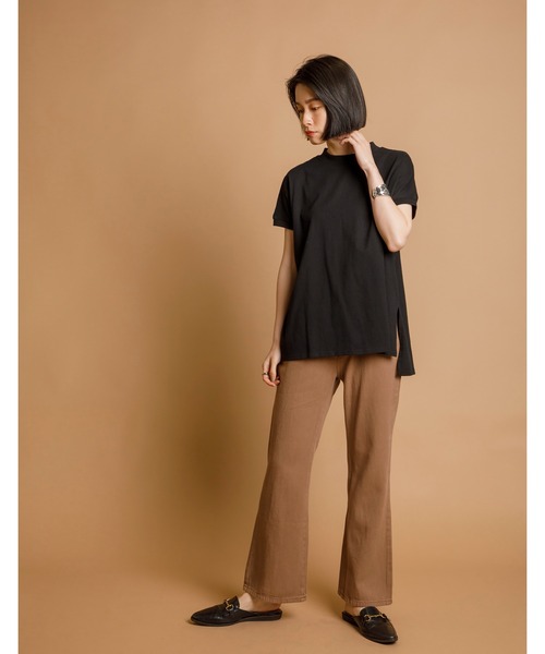 CIENA（シエナ）の「新色追加！大人シルエットUSAコットンサイドスリットTee（Tシャツ/カットソー・レディース・キャメル/ブラック/ベージュ/オフホワイト/パープル/オレンジ/グリーン/グリーン系その他/ブラウン/ブルー/イエロー・MEDIUM/LARGE/X-LARGE）」の18枚目の写真