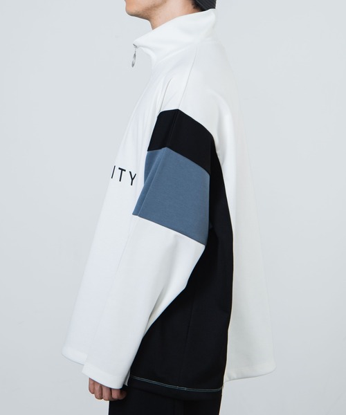 WEGO（ウィゴー）の「WEGO/カラーブロックハーフジッププルオーバー（スウェット・メンズ・ホワイト/ブラック・MEDIUM/LARGE）」の12枚目の写真