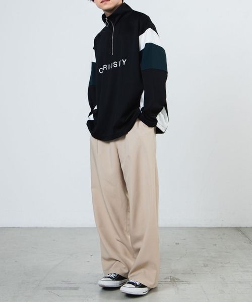 WEGO（ウィゴー）の「WEGO/カラーブロックハーフジッププルオーバー（スウェット・メンズ・ホワイト/ブラック・MEDIUM/LARGE）」の4枚目の写真