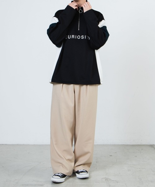 WEGO（ウィゴー）の「WEGO/カラーブロックハーフジッププルオーバー（スウェット・メンズ・ホワイト/ブラック・MEDIUM/LARGE）」の9枚目の写真