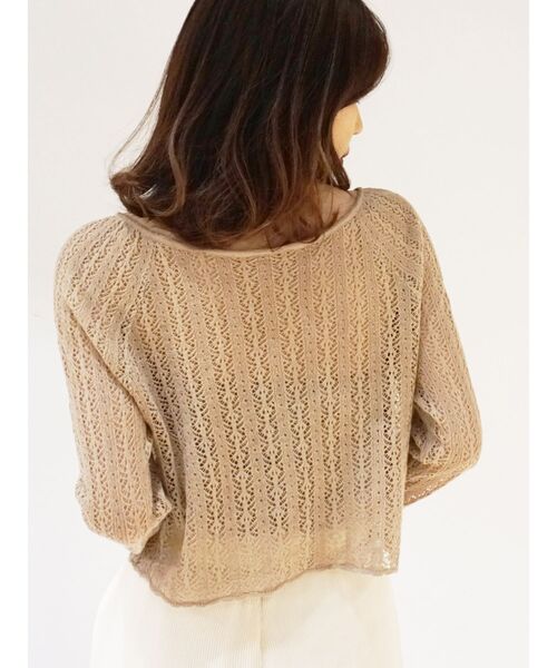 MERCURYDUO（マーキュリーデュオ）の「ベア付メッシュクロップドニット（ニット/セーター・レディース・オフホワイト/ライム/ベージュ・FREE）」の10枚目の写真