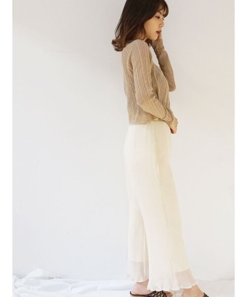 MERCURYDUO（マーキュリーデュオ）の「ベア付メッシュクロップドニット（ニット/セーター・レディース・オフホワイト/ライム/ベージュ・FREE）」の11枚目の写真