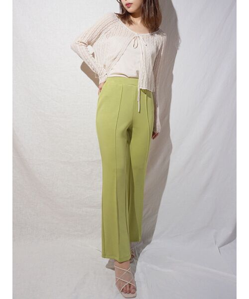 MERCURYDUO（マーキュリーデュオ）の「ベア付メッシュクロップドニット（ニット/セーター・レディース・オフホワイト/ライム/ベージュ・FREE）」の7枚目の写真