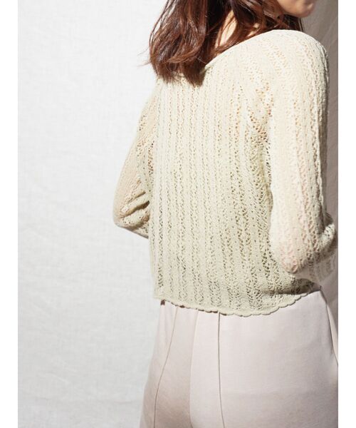 MERCURYDUO（マーキュリーデュオ）の「ベア付メッシュクロップドニット（ニット/セーター・レディース・オフホワイト/ライム/ベージュ・FREE）」の15枚目の写真