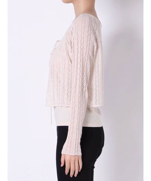 MERCURYDUO（マーキュリーデュオ）の「ベア付メッシュクロップドニット（ニット/セーター・レディース・オフホワイト/ライム/ベージュ・FREE）」の17枚目の写真