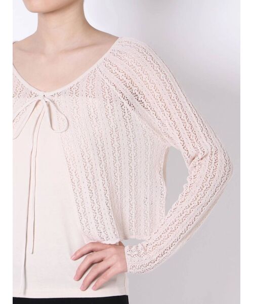 MERCURYDUO（マーキュリーデュオ）の「ベア付メッシュクロップドニット（ニット/セーター・レディース・オフホワイト/ライム/ベージュ・FREE）」の20枚目の写真