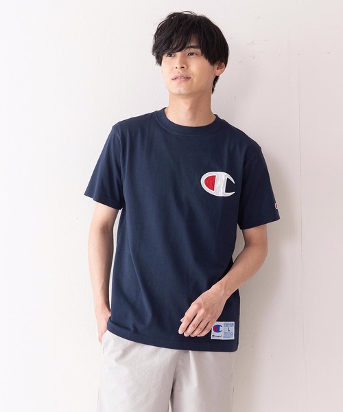 Champion(チャンピオン)の「【Champion/チャンピオン】ビッグロゴTシャツ コットン100% 自然な風合い サテンアップリケ ジョックタグ(Tシャツ/カットソー・メンズ・オレンジ/ダークグリーン/ホワイト/ネイビー/ブラック・LARGE/SMALL/MEDIUM/X-LARGE)」の5枚目の写真