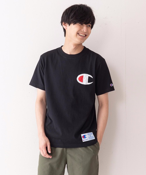 Champion(チャンピオン)の「【Champion/チャンピオン】ビッグロゴTシャツ コットン100% 自然な風合い サテンアップリケ ジョックタグ(Tシャツ/カットソー・メンズ・オレンジ/ダークグリーン/ホワイト/ネイビー/ブラック・LARGE/SMALL/MEDIUM/X-LARGE)」の3枚目の写真