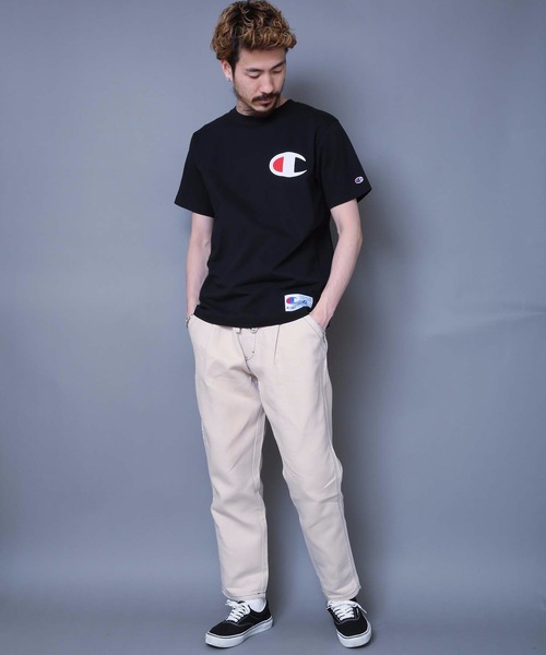 Champion(チャンピオン)の「【Champion/チャンピオン】ビッグロゴTシャツ コットン100% 自然な風合い サテンアップリケ ジョックタグ(Tシャツ/カットソー・メンズ・オレンジ/ダークグリーン/ホワイト/ネイビー/ブラック・LARGE/SMALL/MEDIUM/X-LARGE)」の11枚目の写真