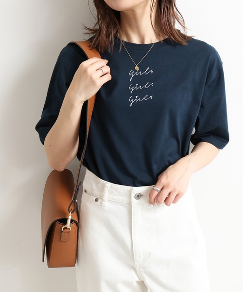 SLOBE IENA（スローブイエナ）の「girls Tシャツ◆【手洗い可能】（Tシャツ/カットソー・レディース・ダークブルー/ネイビー/ホワイト・FREE）」の3枚目の写真