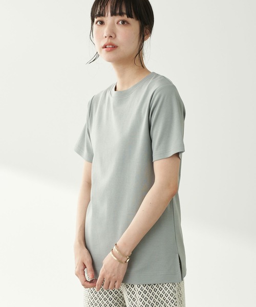 earth music&ecology(アースミュージックアンドエコロジー)の「スムースボックスTシャツ *(Tシャツ/カットソー・レディース・ブラック/ブラウン/オフホワイト/ピンク/ミント/グレイッシュベージュ・M/L)」の5枚目の写真