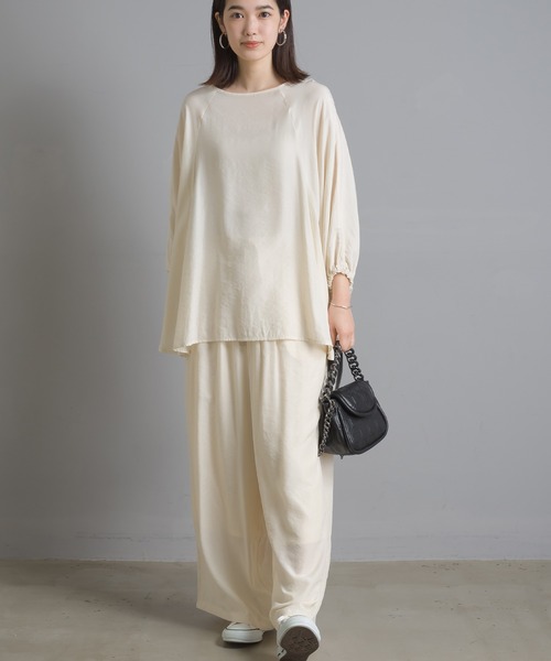 OMNES Another Edition（オムネス アナザーエディション）の「気流染めシルクタッチ ギャザーワイドパンツ（その他パンツ・レディース・ブラック/イエロー/アイボリー/ラベンダー・FREE）」の20枚目の写真