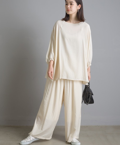 OMNES Another Edition（オムネス アナザーエディション）の「気流染めシルクタッチ ギャザーワイドパンツ（その他パンツ・レディース・ブラック/イエロー/アイボリー/ラベンダー・FREE）」の5枚目の写真