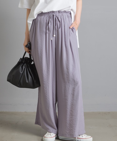 OMNES Another Edition（オムネス アナザーエディション）の「気流染めシルクタッチ ギャザーワイドパンツ（その他パンツ・レディース・ブラック/イエロー/アイボリー/ラベンダー・FREE）」の18枚目の写真