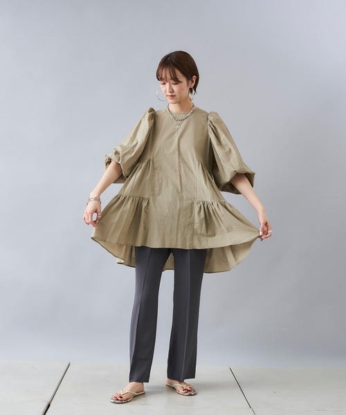 DouDou(ドゥドゥ)の「セミフレアイージーパンツ(その他パンツ・レディース・チャコールグレー/グリーン/バイオレット・36/38)」の12枚目の写真