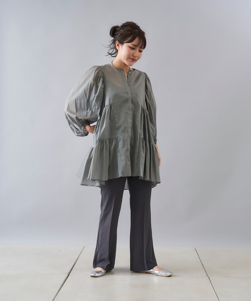 DouDou(ドゥドゥ)の「セミフレアイージーパンツ(その他パンツ・レディース・チャコールグレー/グリーン/バイオレット・36/38)」の13枚目の写真