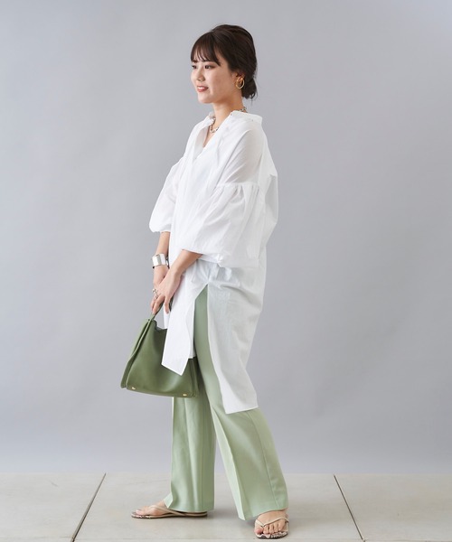 DouDou(ドゥドゥ)の「セミフレアイージーパンツ(その他パンツ・レディース・チャコールグレー/グリーン/バイオレット・36/38)」の7枚目の写真