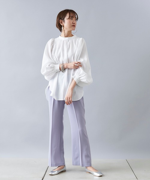 DouDou(ドゥドゥ)の「セミフレアイージーパンツ(その他パンツ・レディース・チャコールグレー/グリーン/バイオレット・36/38)」の8枚目の写真