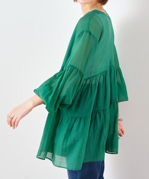 CIAOPANIC TYPY(チャオパニックティピー)の「【インナー付き】シアーティアードブラウス(シャツ/ブラウス・レディース・ホワイト/ブラック/ベージュ/グリーン・ONE SIZE)」の4枚目の写真