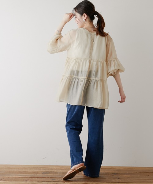 CIAOPANIC TYPY(チャオパニックティピー)の「【インナー付き】シアーティアードブラウス(シャツ/ブラウス・レディース・ホワイト/ブラック/ベージュ/グリーン・ONE SIZE)」の16枚目の写真