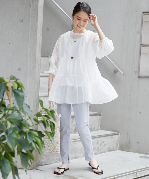 CIAOPANIC TYPY(チャオパニックティピー)の「【インナー付き】シアーティアードブラウス(シャツ/ブラウス・レディース・ホワイト/ブラック/ベージュ/グリーン・ONE SIZE)」の9枚目の写真