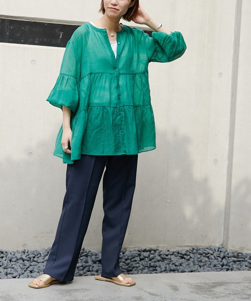 CIAOPANIC TYPY(チャオパニックティピー)の「【インナー付き】シアーティアードブラウス(シャツ/ブラウス・レディース・ホワイト/ブラック/ベージュ/グリーン・ONE SIZE)」の17枚目の写真