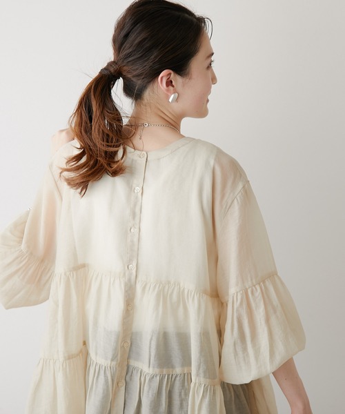 CIAOPANIC TYPY(チャオパニックティピー)の「【インナー付き】シアーティアードブラウス(シャツ/ブラウス・レディース・ホワイト/ブラック/ベージュ/グリーン・ONE SIZE)」の10枚目の写真