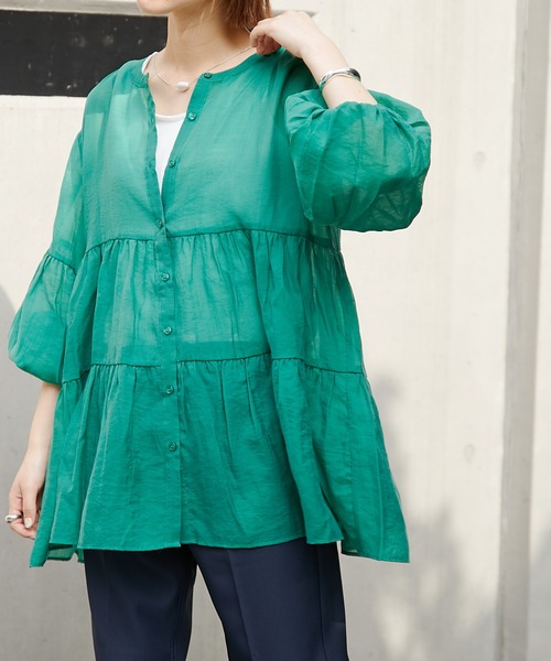 CIAOPANIC TYPY(チャオパニックティピー)の「【インナー付き】シアーティアードブラウス(シャツ/ブラウス・レディース・ホワイト/ブラック/ベージュ/グリーン・ONE SIZE)」の11枚目の写真