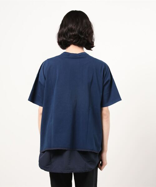 REMI RELIEF(レミレリーフ)の「REMI RELIEF(レミレリーフ) 別注30/-天竺変形マスクエステル 切替T インディゴ(Tシャツ/カットソー・メンズ・インディゴブルー・SMALL/MEDIUM/LARGE)」の2枚目の写真