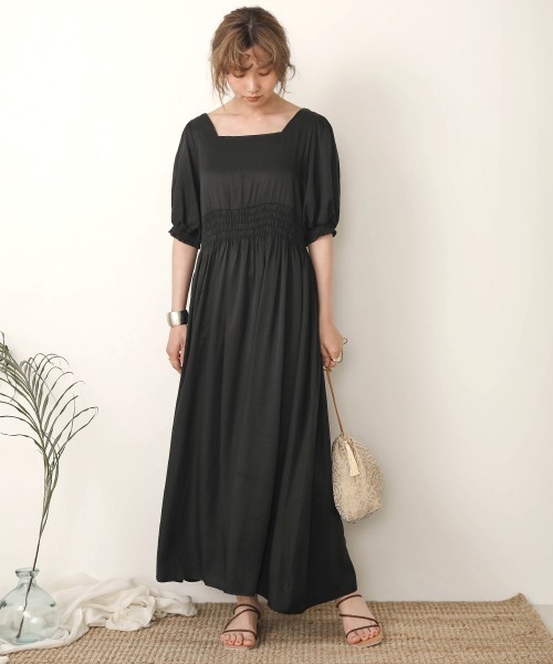 Bab（バブ）の「【WEB限定】配色バックリボンワンピース（ワンピース・レディース・ブラック/キャメル・38）」の6枚目の写真