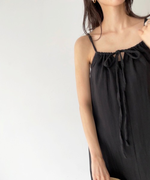 CANAL JEAN（キャナルジーン）の「RED CHOP WORKS(レッドチョップワークス) ガーゼキャミロングワンピース（ワンピース・レディース・ブラック/カーキ・38）」の3枚目の写真