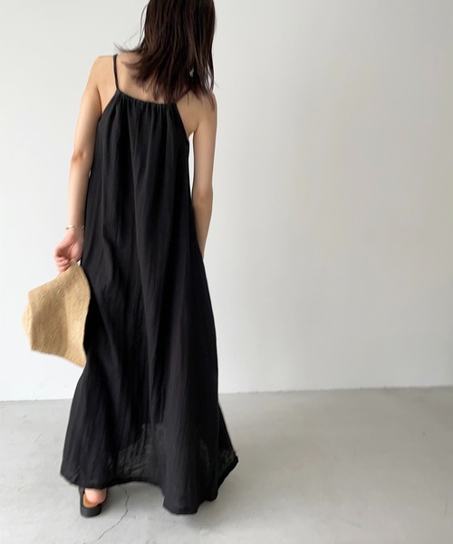 CANAL JEAN（キャナルジーン）の「RED CHOP WORKS(レッドチョップワークス) ガーゼキャミロングワンピース（ワンピース・レディース・ブラック/カーキ・38）」の5枚目の写真