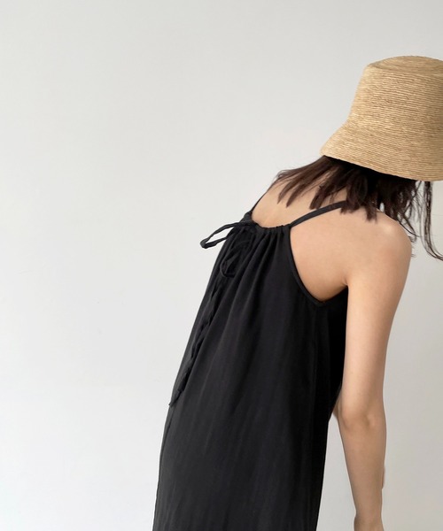 CANAL JEAN（キャナルジーン）の「RED CHOP WORKS(レッドチョップワークス) ガーゼキャミロングワンピース（ワンピース・レディース・ブラック/カーキ・38）」の7枚目の写真