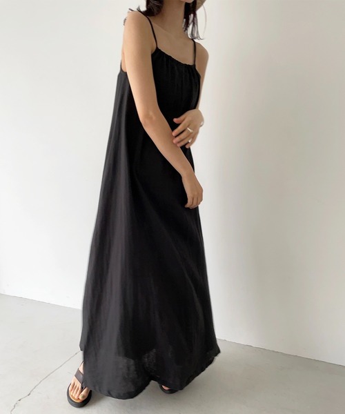 CANAL JEAN（キャナルジーン）の「RED CHOP WORKS(レッドチョップワークス) ガーゼキャミロングワンピース（ワンピース・レディース・ブラック/カーキ・38）」の6枚目の写真