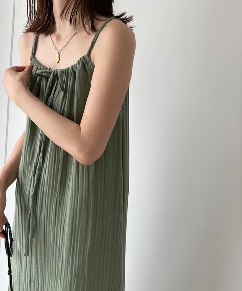 CANAL JEAN（キャナルジーン）の「RED CHOP WORKS(レッドチョップワークス) ガーゼキャミロングワンピース（ワンピース・レディース・ブラック/カーキ・38）」の10枚目の写真