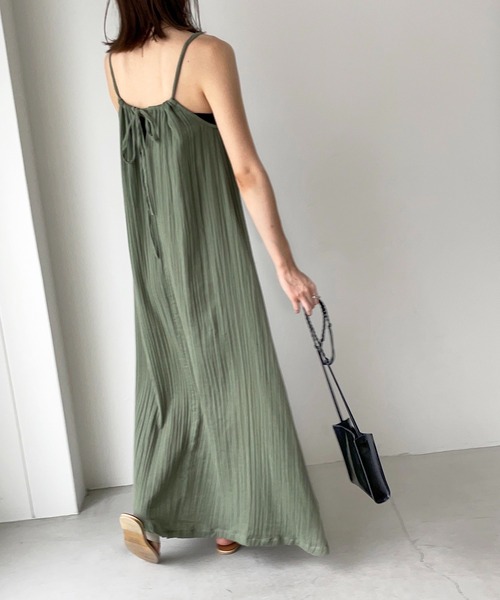 CANAL JEAN（キャナルジーン）の「RED CHOP WORKS(レッドチョップワークス) ガーゼキャミロングワンピース（ワンピース・レディース・ブラック/カーキ・38）」の12枚目の写真