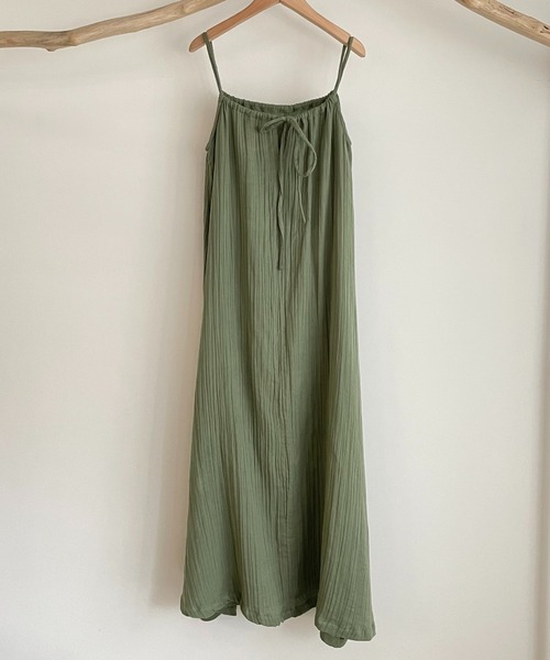 CANAL JEAN（キャナルジーン）の「RED CHOP WORKS(レッドチョップワークス) ガーゼキャミロングワンピース（ワンピース・レディース・ブラック/カーキ・38）」の14枚目の写真